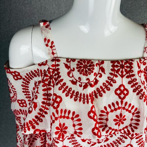 INC International Concepts Womans Sz Small Blouse Embroidered Long Sleeve Red - Picture 3 of 9